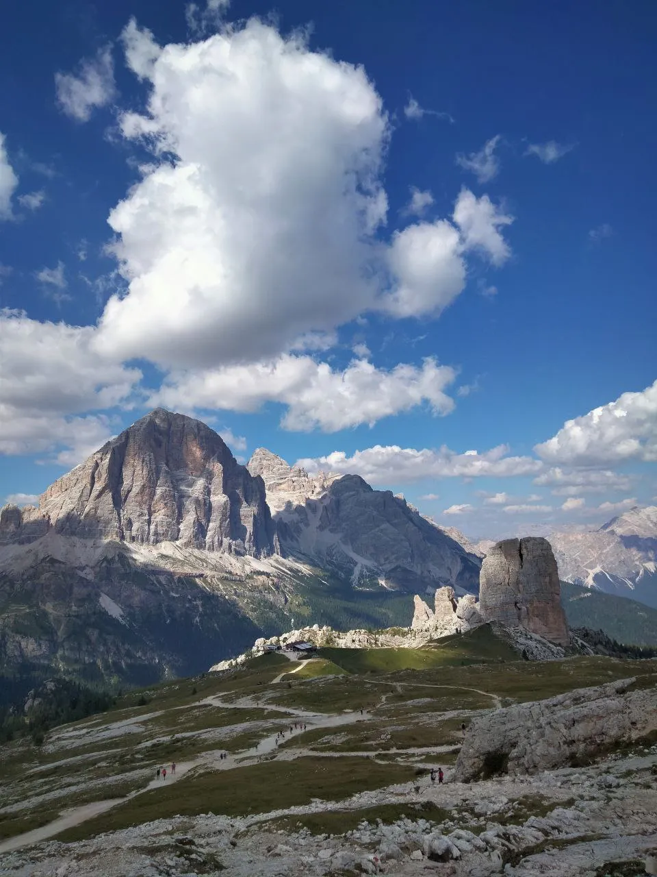 Tofana di Rozes and the Cinque Torri seen from the trails above Cortina